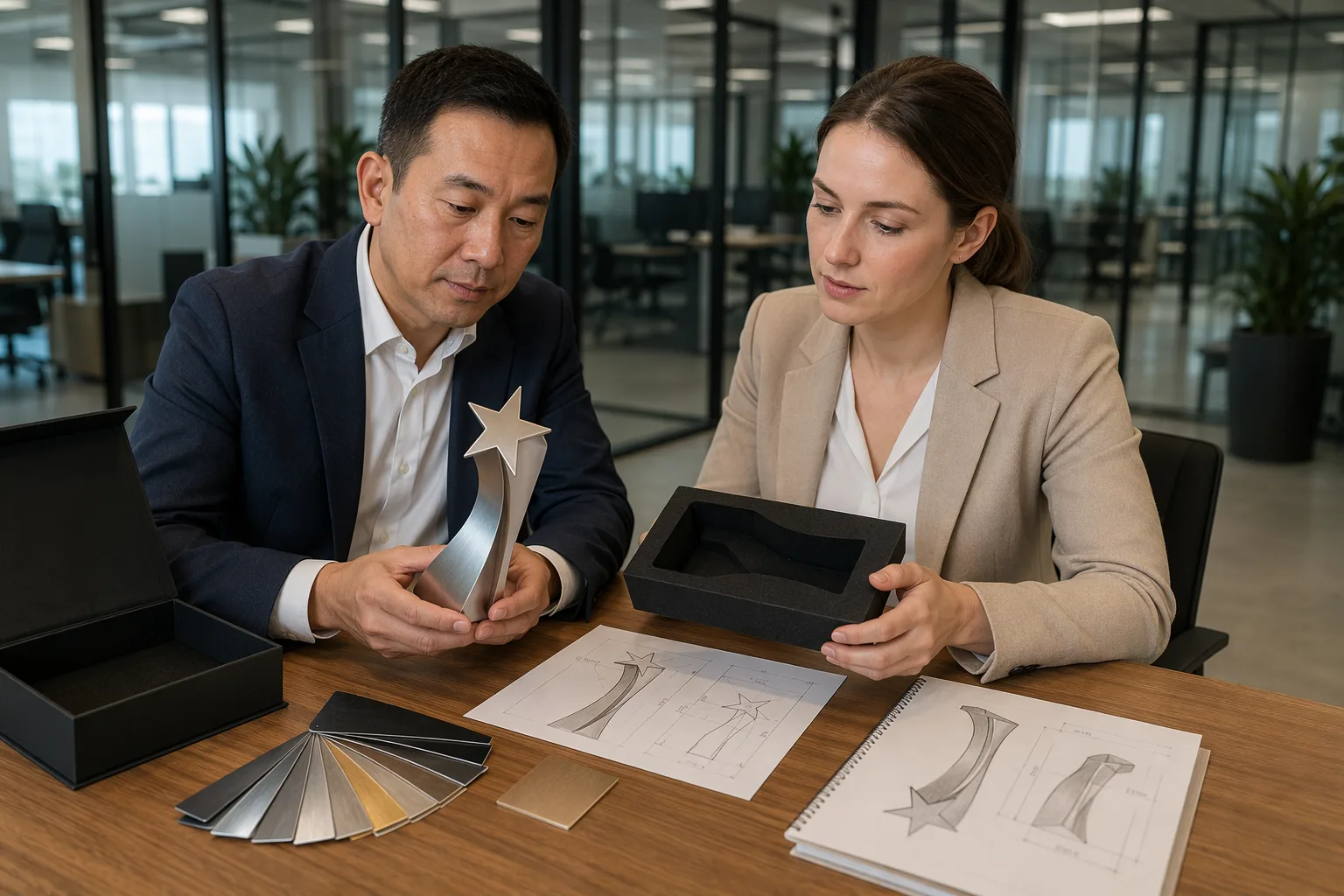 Procurement review of an unbranded custom metal trophy sample
