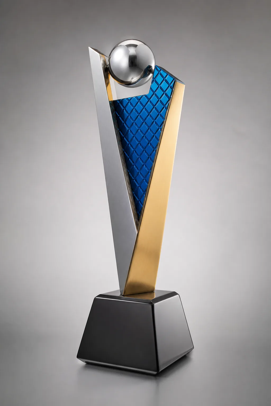 Custom metal trophy with painted recessed details