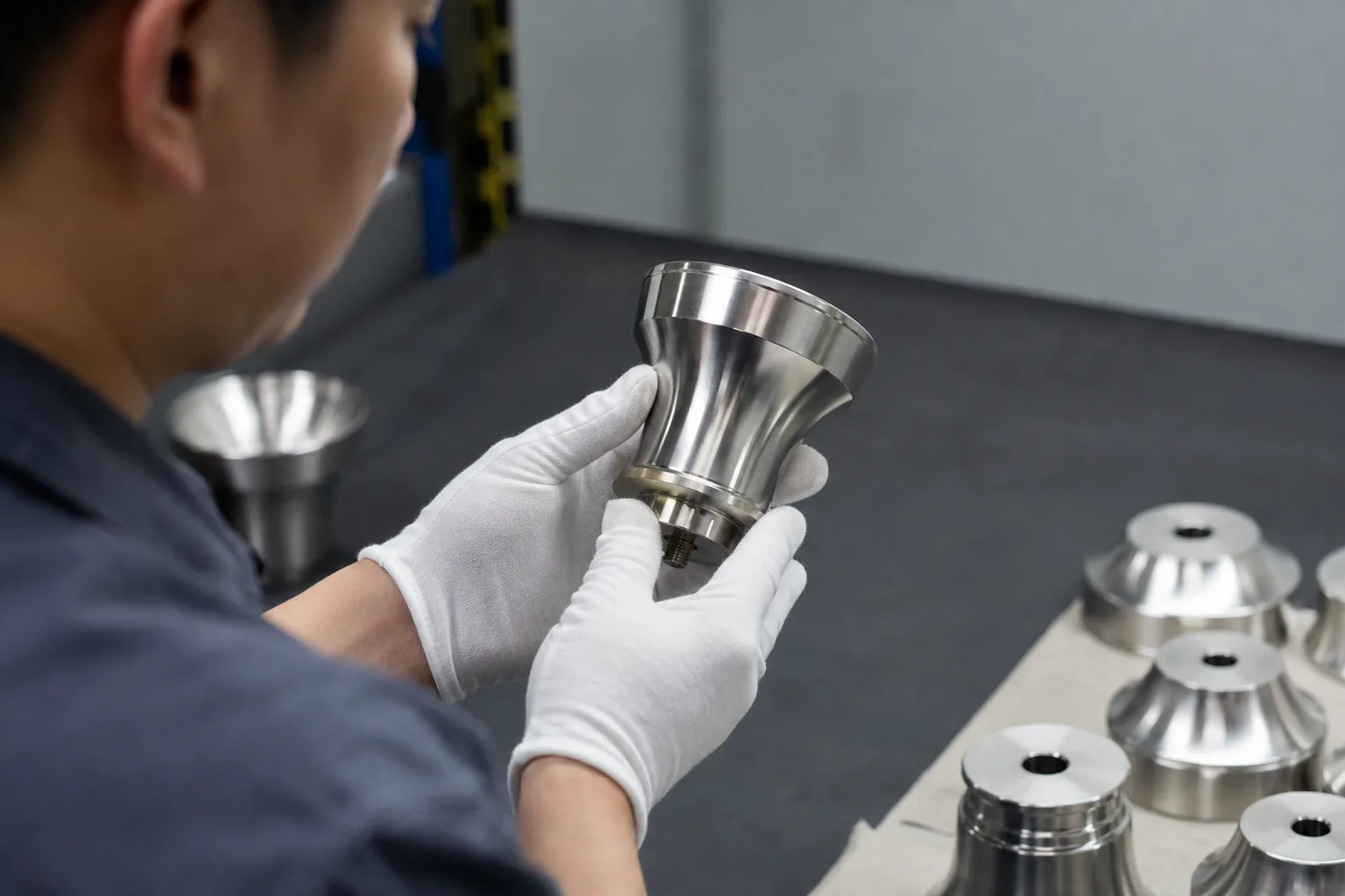 Visual inspection of a polished metal trophy component