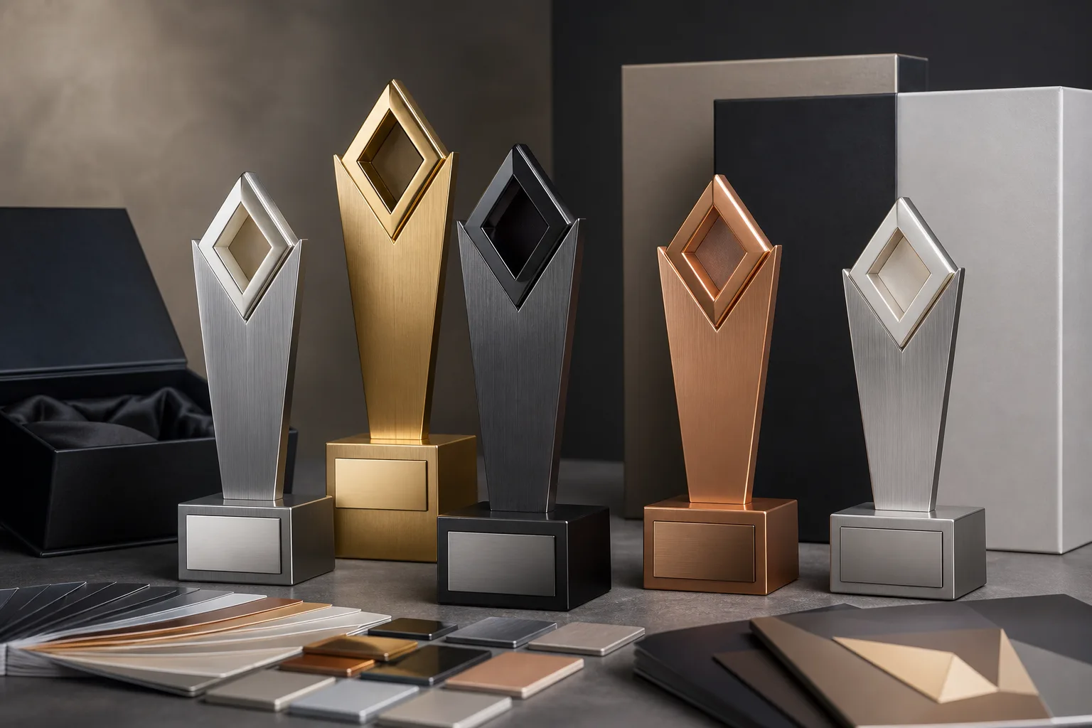 Metal trophy options for event and corporate award planning