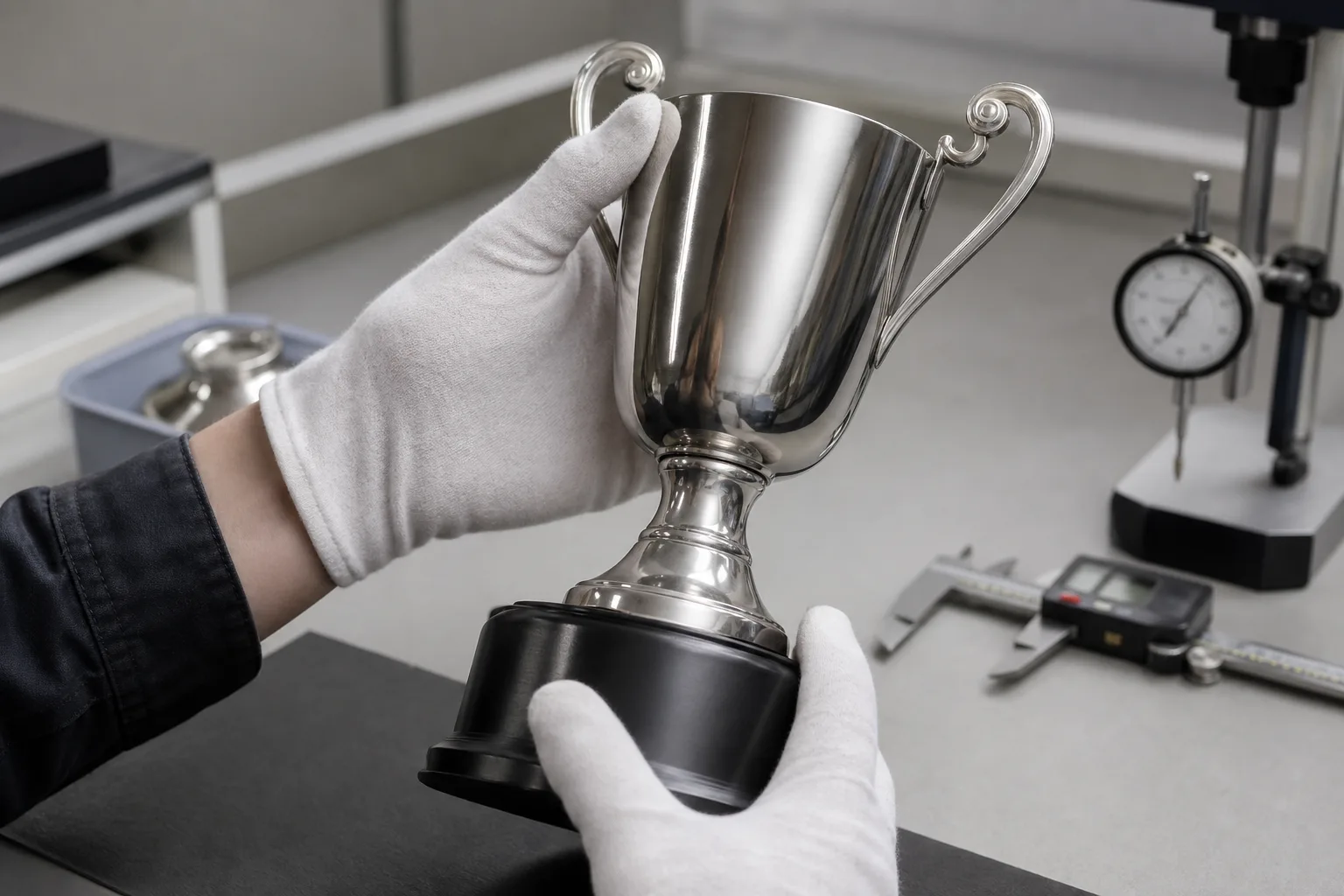 Inspection of a custom metal trophy sample