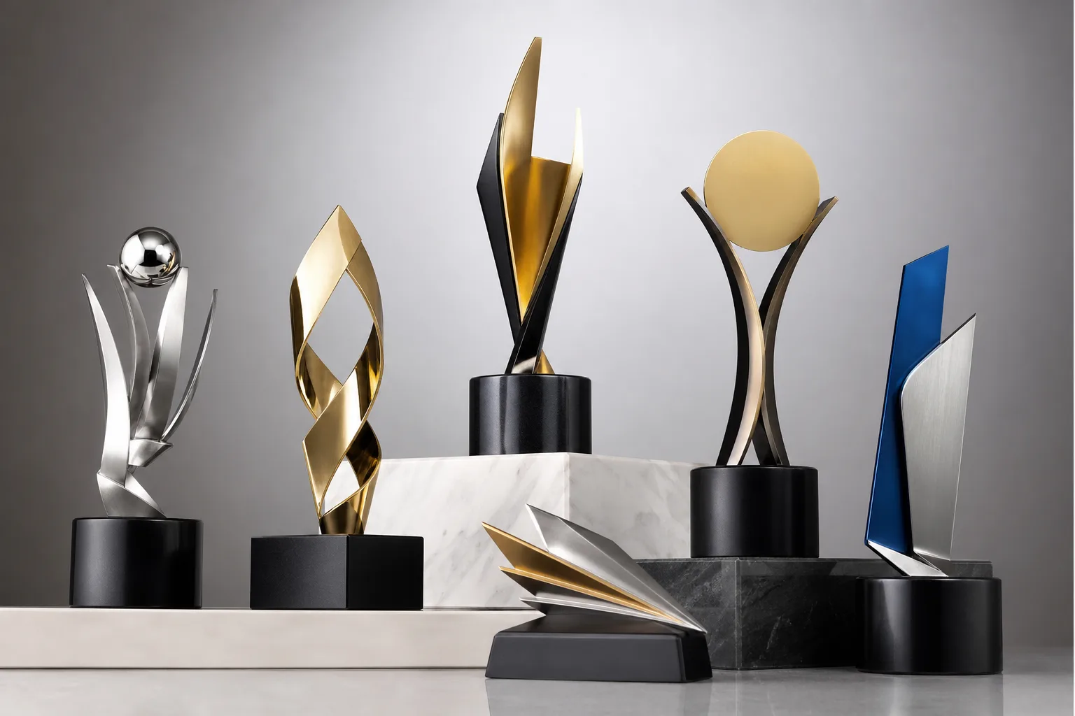 Selection of unbranded custom metal trophy forms