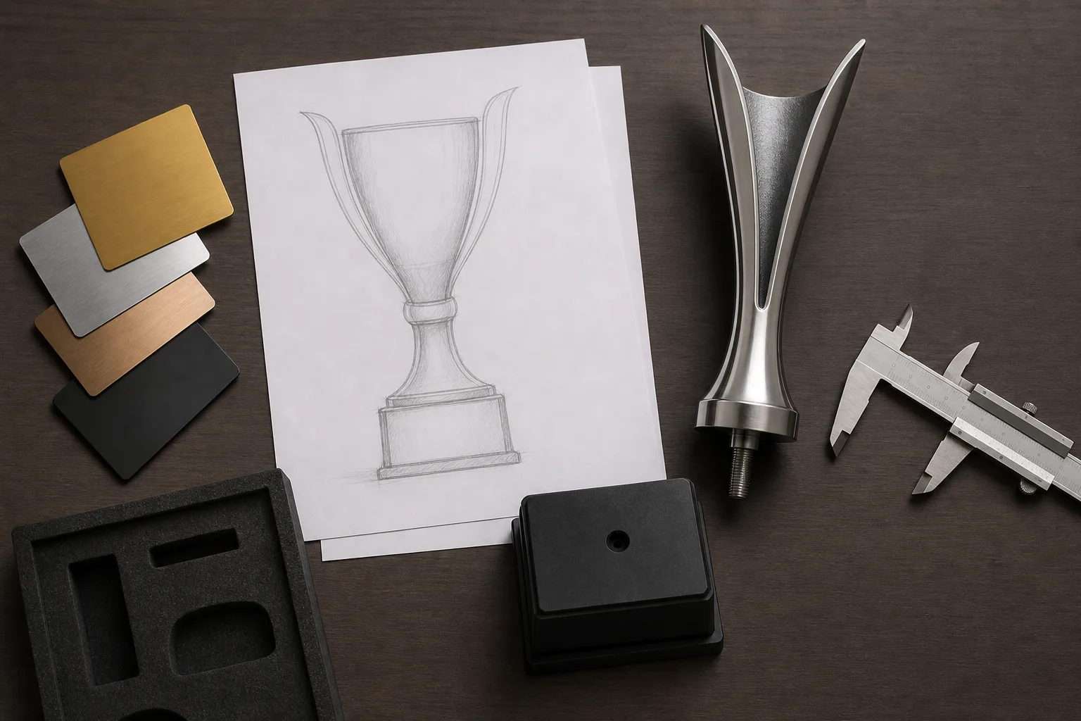 Selection of unbranded custom metal trophy forms