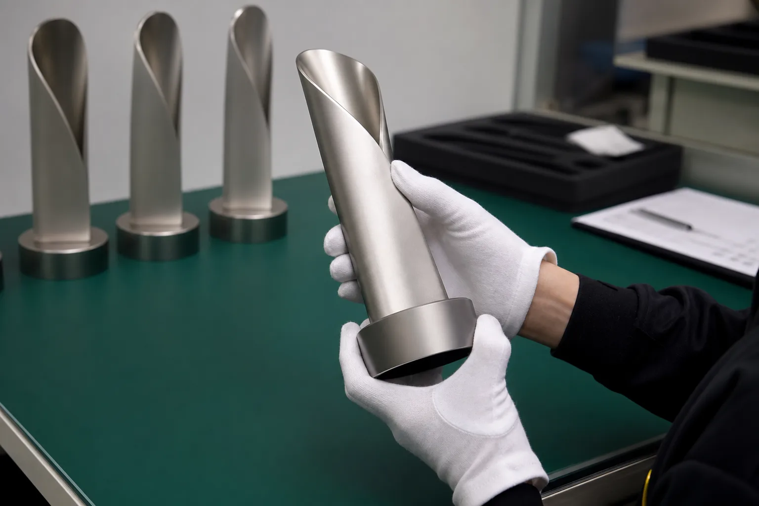 Inspection of an unbranded corporate award sample