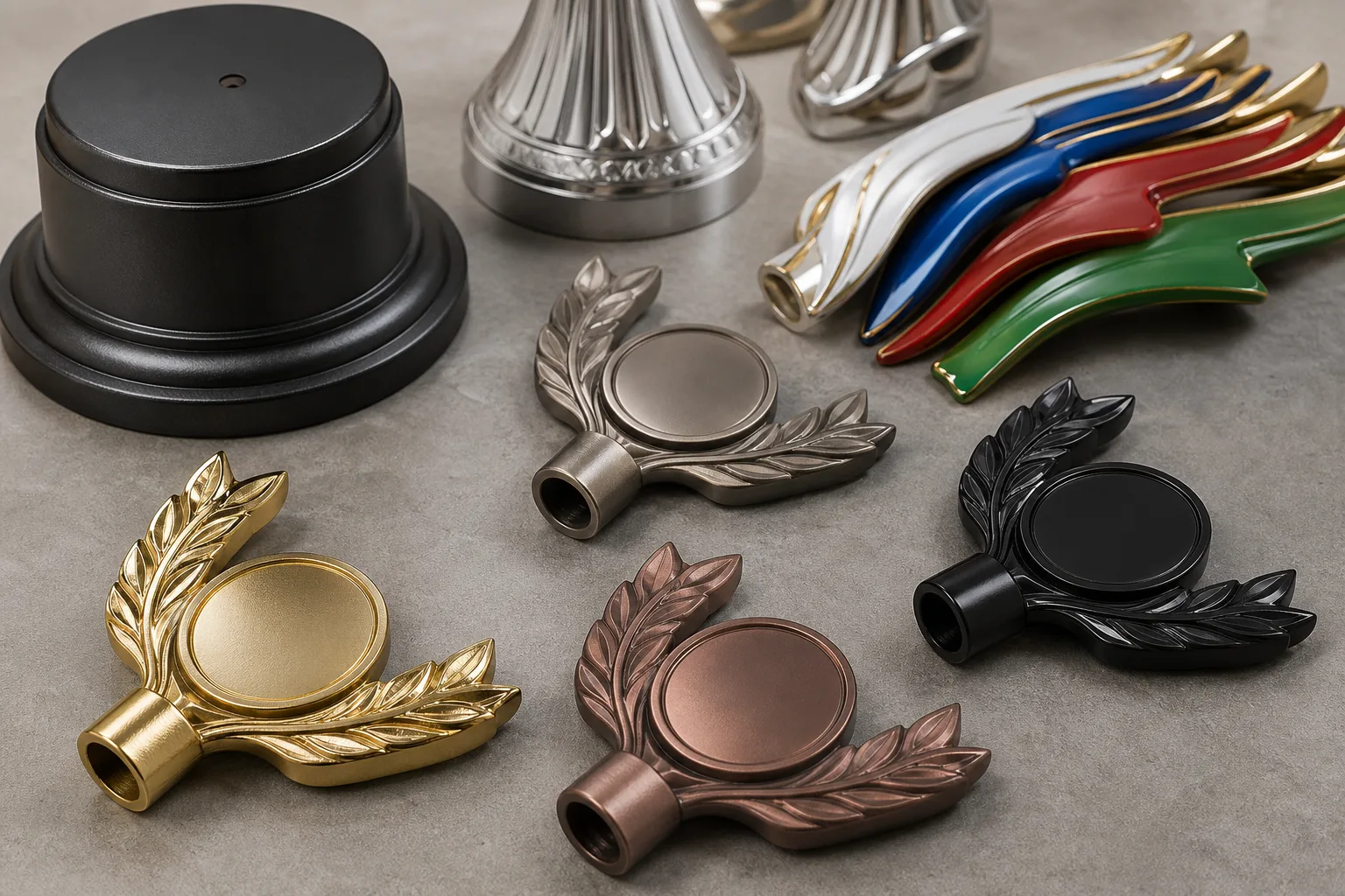Metal finish and base options for a corporate award