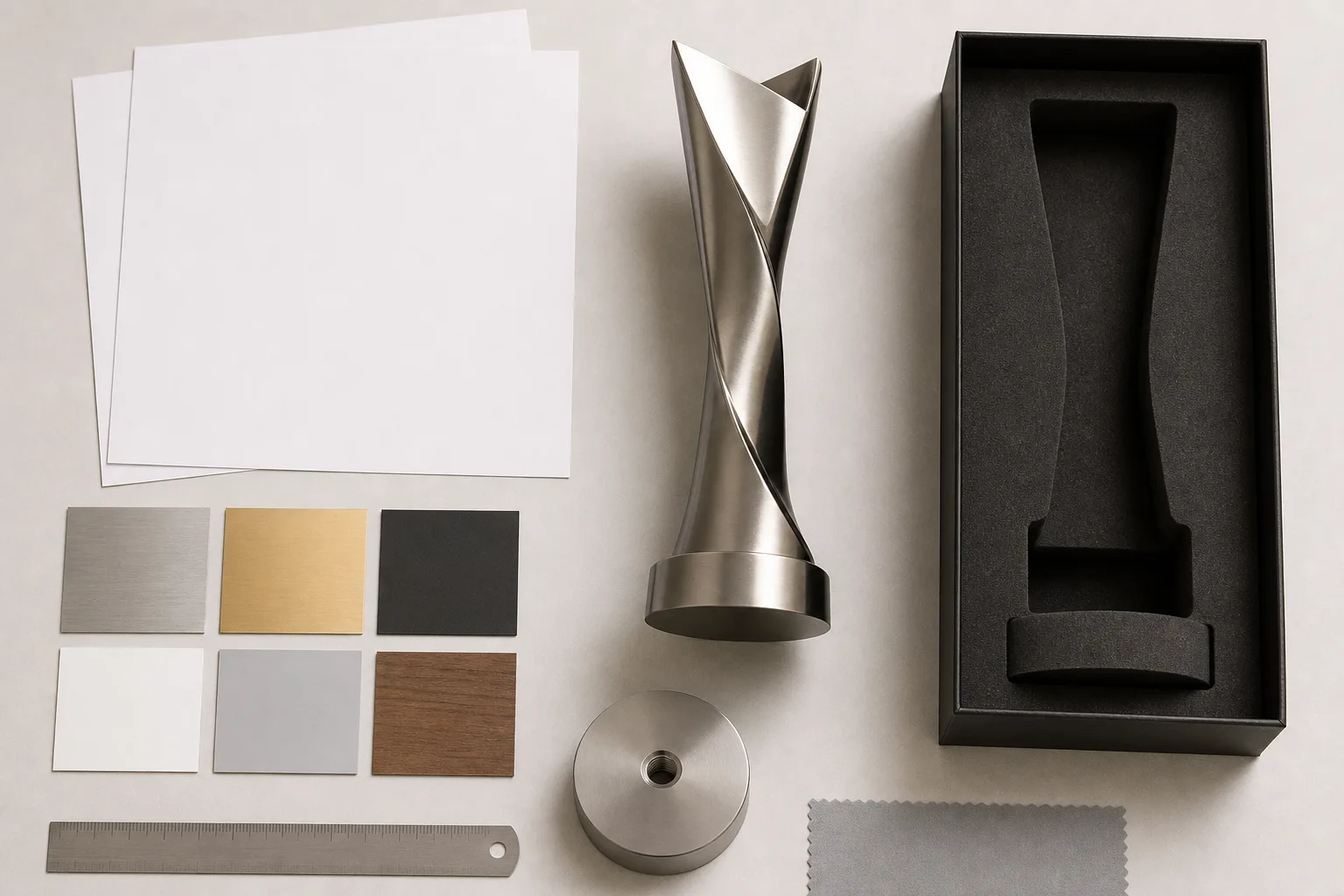Files and samples prepared for a custom trophy quotation
