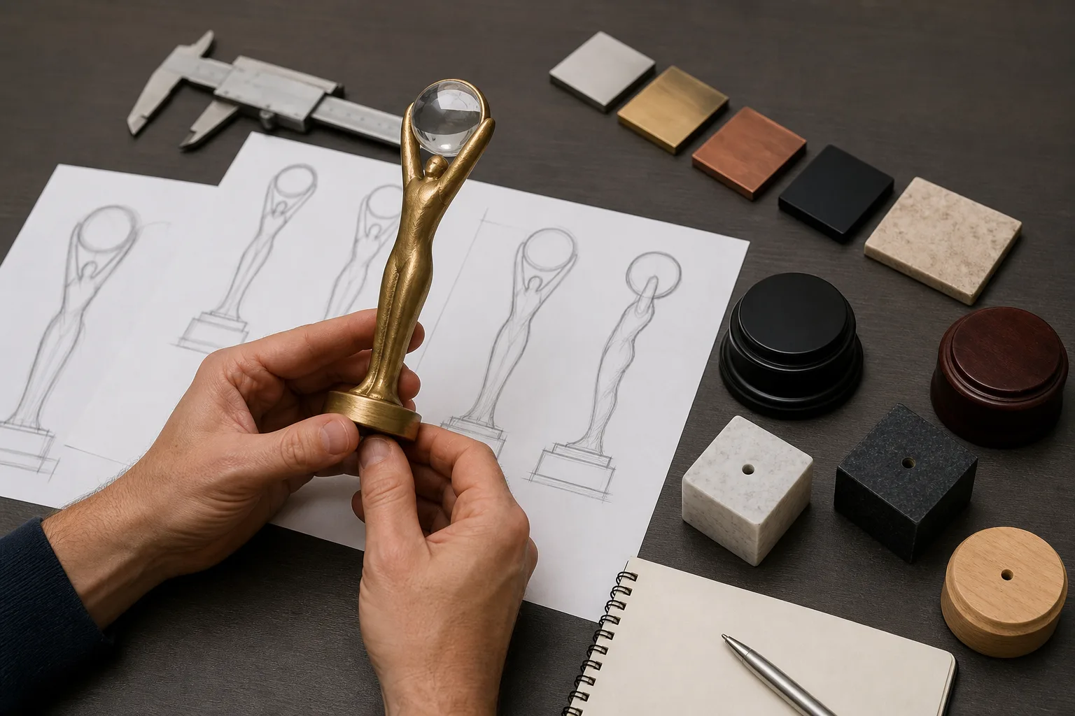 Review of a custom trophy prototype and finish options