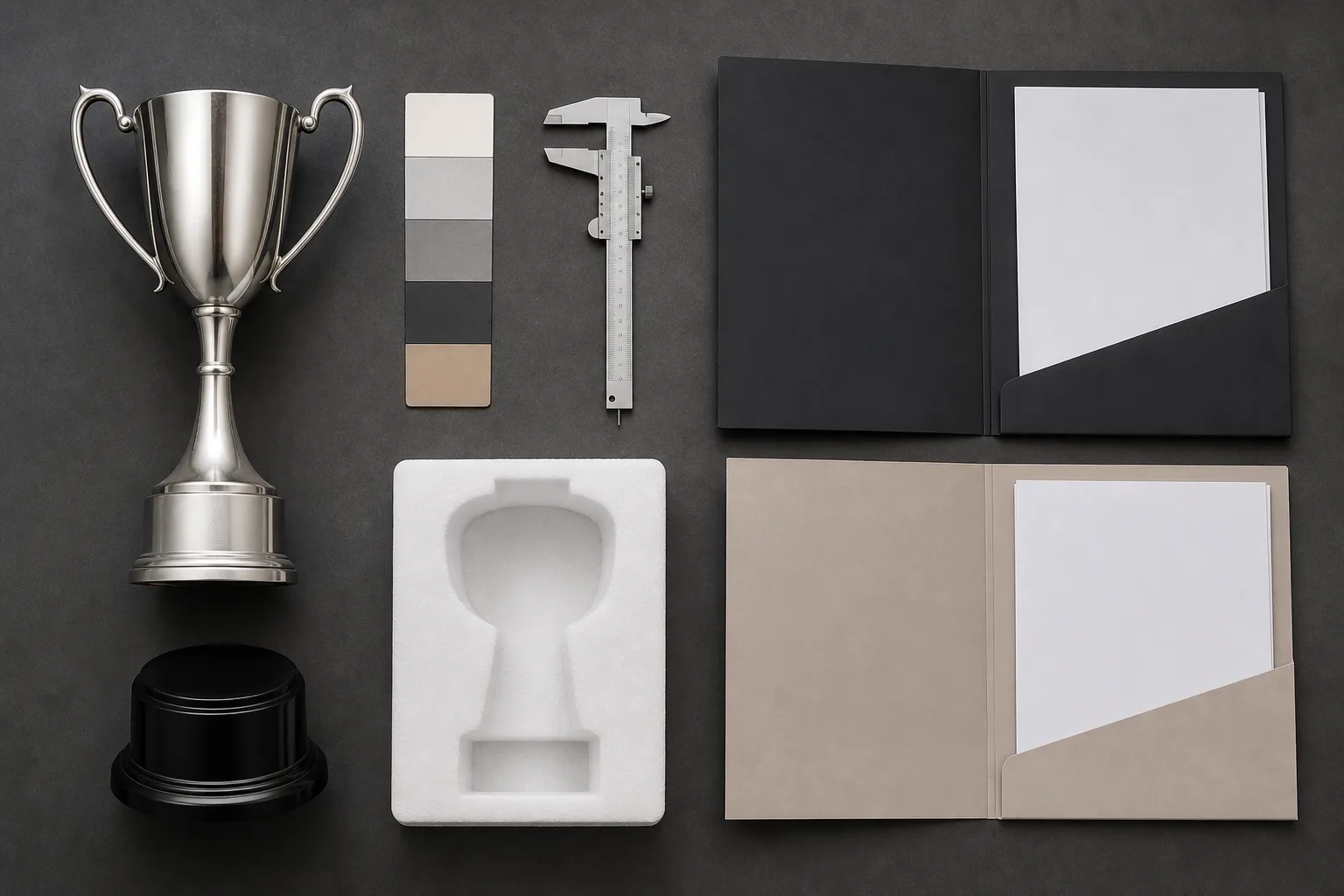 Organized custom trophy planning materials