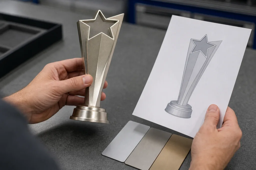 event award planning trophy sample approval review 3