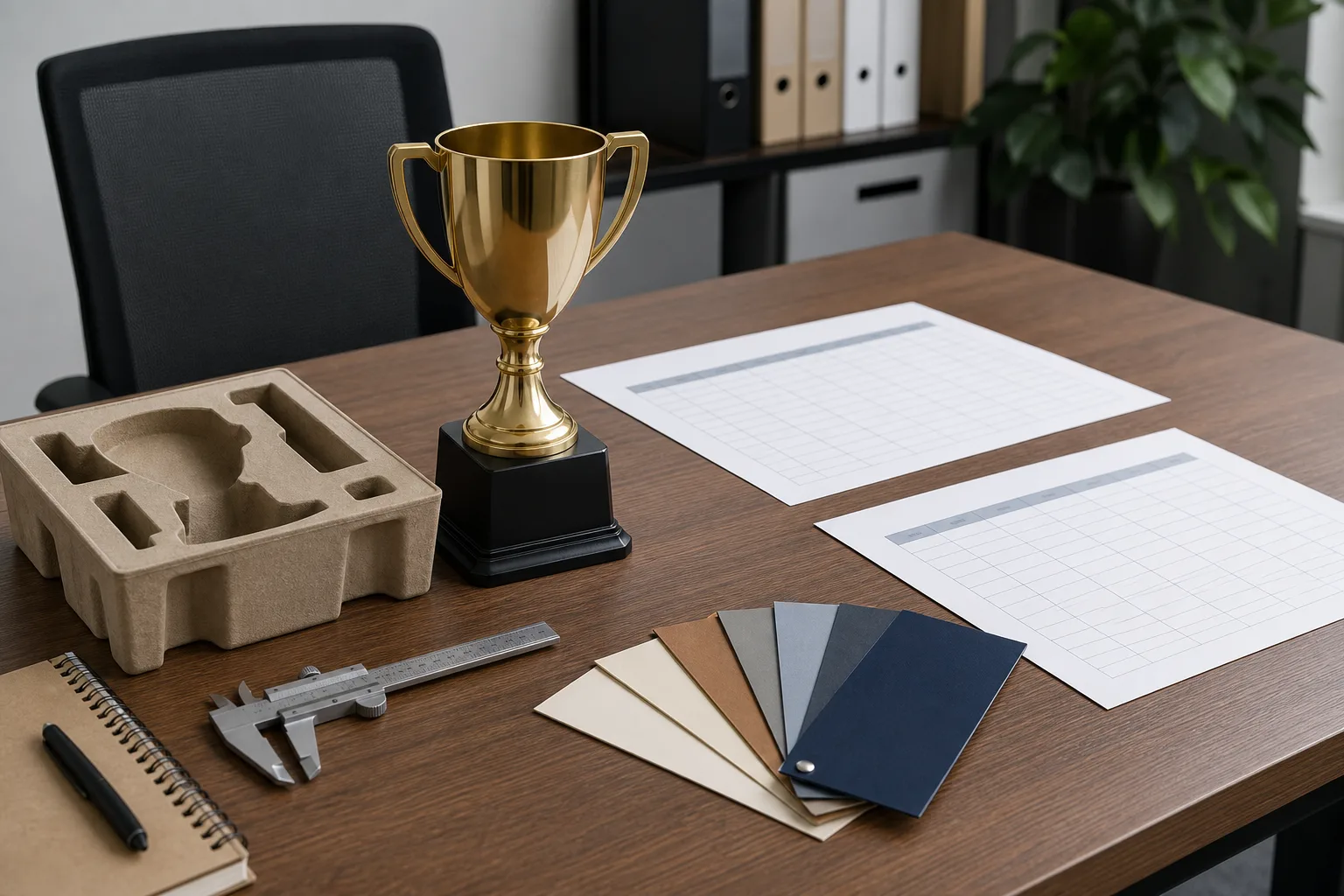 Trophy sample and organized quotation preparation materials