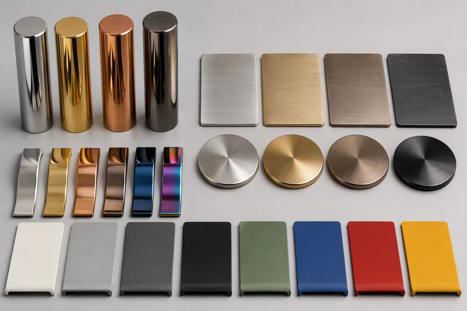 Metal finish samples for custom trophy surface selection
