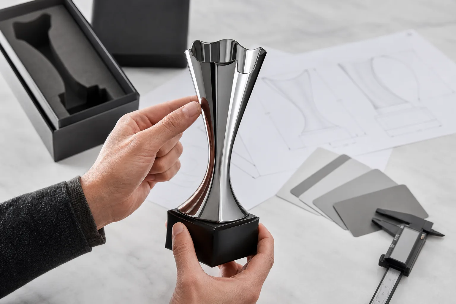 Metal trophy sample under specification review