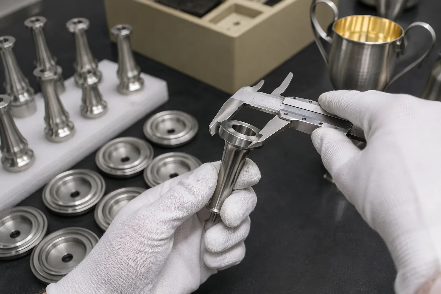 Dimensional review of an unbranded metal trophy component