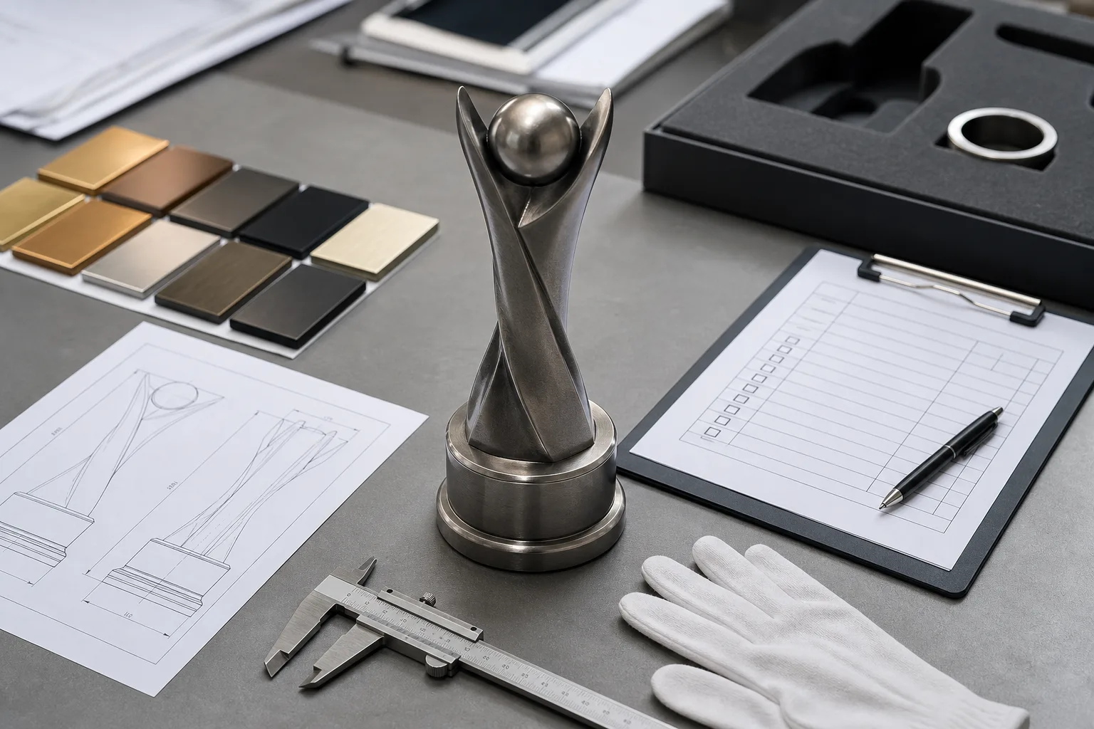 Sports Championship Project 3 Coordinated metal trophies in three sizes for different championship award levels