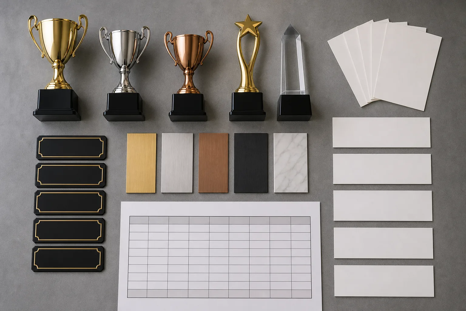 Trophy variants organized for sports award planning