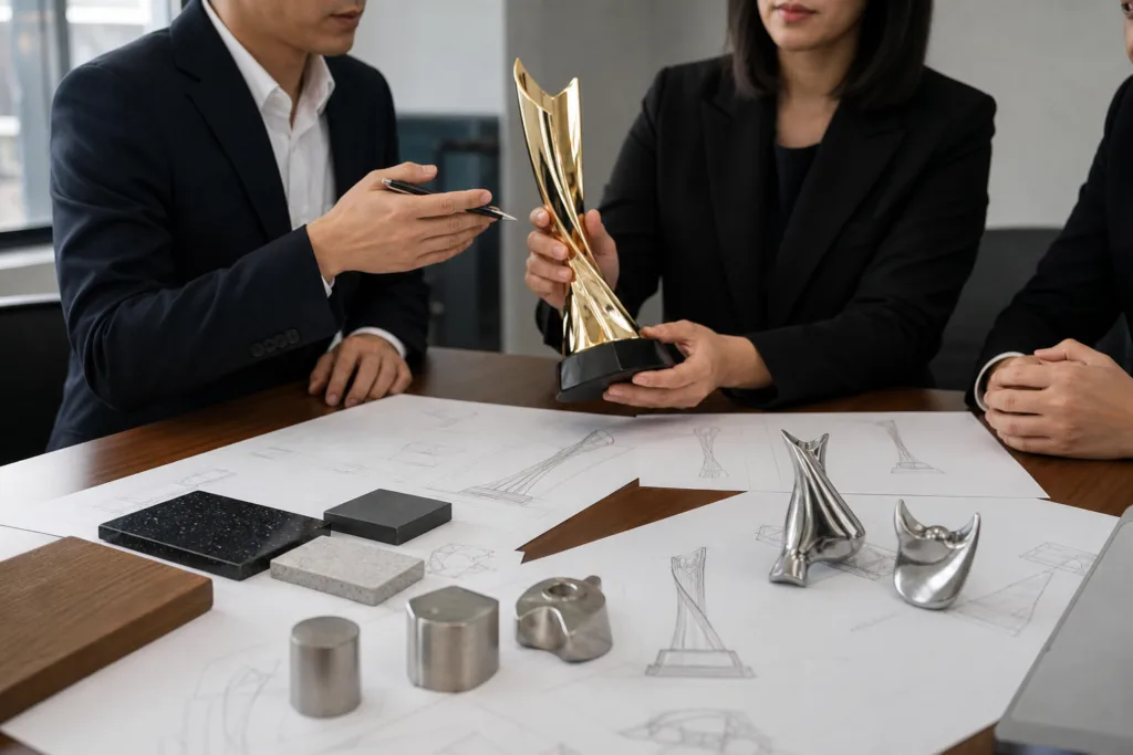 When Is Zinc Alloy the Right Material for a Custom Trophy? 3 Design evaluation meeting for a custom zinc alloy trophy project